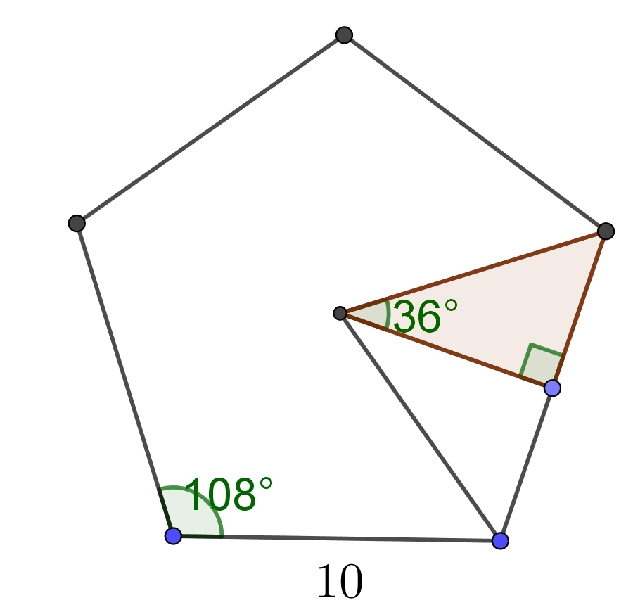 edges, angle & apothem of pentagon