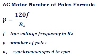 formula to calculate number of poles of an AC induction motor