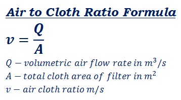 formula to calculate air to cloth ratio