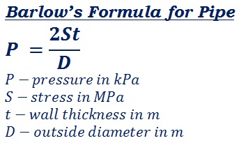 formula to calculate internal pressure capacity of pipe