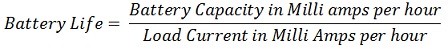 formula to calculate battery life