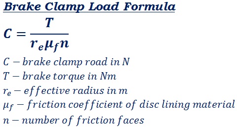 formula to calculate total load supplied by the braking system