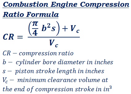 formula to calculate combustion engine compression ratio