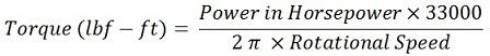 formula to calculate horsepower to torque