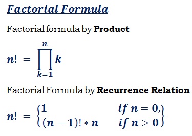 formula to find the factorial of a given number n!