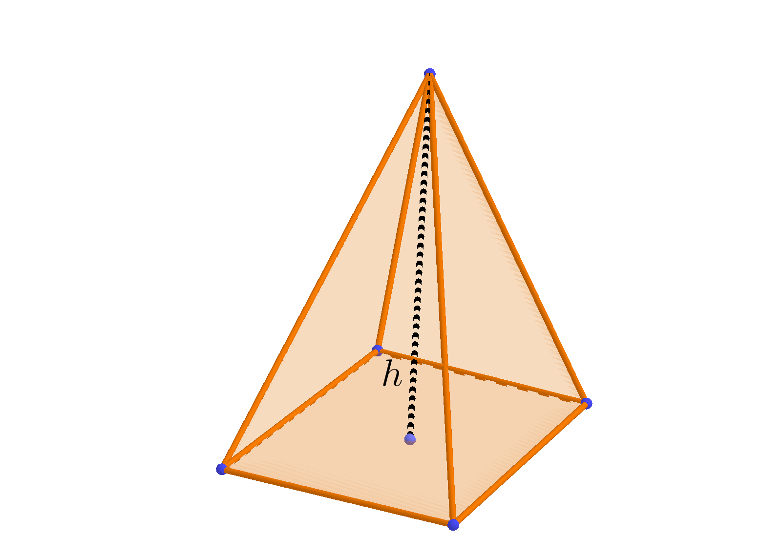 formula to find base area, volume, surface area, lateral surface, slanting height of a Pyramid