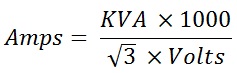 formula to calculate three phase current