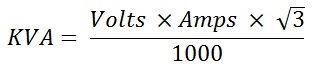 formula to calculate three phase kva