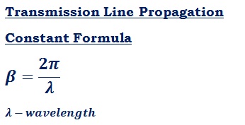 formula to calculate propagation constant (β) of transmission line