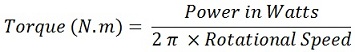 formula to calculate watts to torque