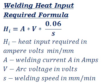 formula to calculate how much heat for welding